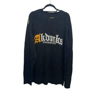 Akademiks Jeanius Society Embroidered Wool BlendSweater Men's 2XL Black Crewneck